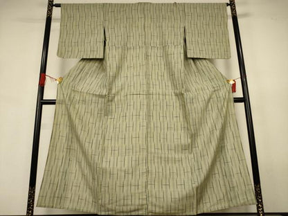 平和屋着物＊夏物　生紬　格子　正絹　逸品　AABJ9094jd