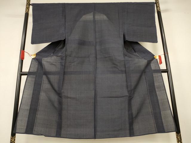 平和屋着物＊夏物　男性　紗紬　格子　正絹　逸品　AABJ9098jd