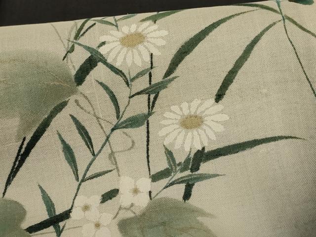 平和屋着物＊夏物　絹芭蕉　訪問着　草花文　暈し染め　正絹　逸品　AABJ9102jd