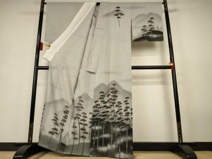 平和屋着物＊夏物　訪問着　紗　風景文　金彩　正絹　逸品　AABJ9103jd