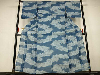 平和屋着物＊夏物　小紋　綿紅梅　浴衣兼用　樹木文　綿　逸品　AABJ9105jd