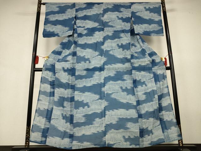平和屋着物＊夏物　小紋　綿紅梅　浴衣兼用　樹木文　綿　逸品　AABJ9105jd