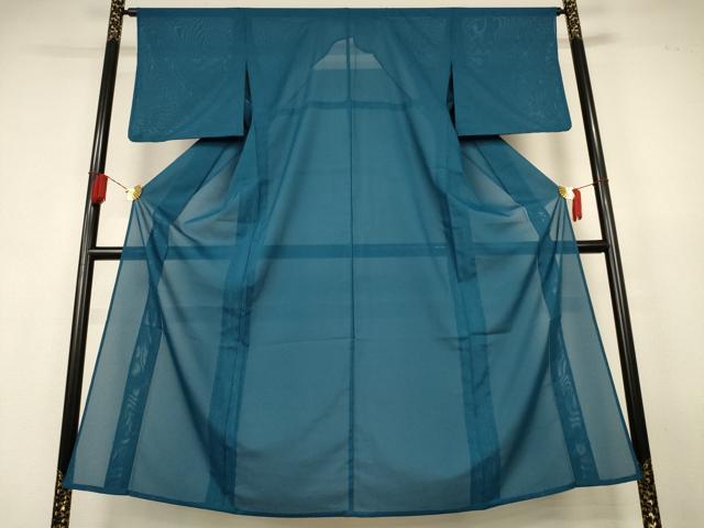 平和屋着物＊夏物　色無地　絽　納戸色　正絹　逸品　AABJ9107jd