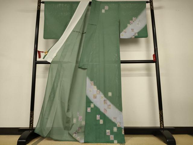 平和屋着物＊夏物　訪問着　絽　壁画文　金彩　洗える着物　AABJ9109jd