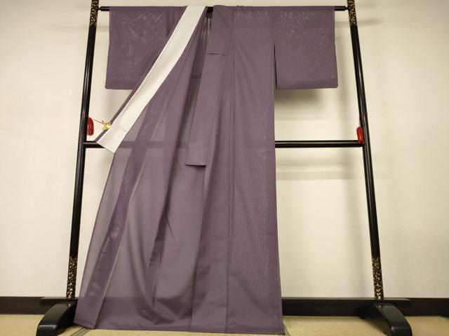 平和屋着物＊夏物　色無地　絽　葡萄鼠色　洗える着物　AABJ9112jd
