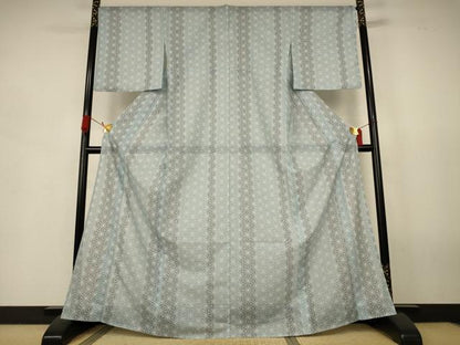 平和屋着物＊夏物　小紋　絽　麻の葉文様　洗える着物　AABJ9114jd