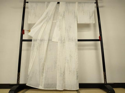 平和屋着物＊夏物　小紋　絽　手描き　草花文　勝虫　洗える着物　AABJ9116jd