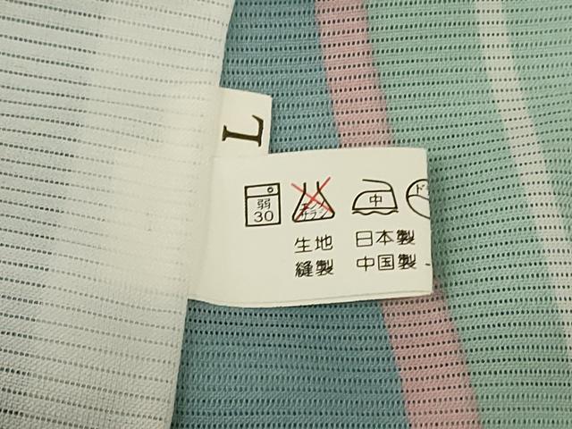 平和屋着物＊夏物　小紋　絽　よろけ縞　洗える着物　未使用　AABJ9121jd