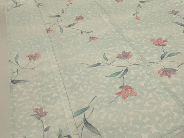 平和屋着物＊夏物　小紋　絽　草花文　ロング丈　洗える着物　AABJ9123jd