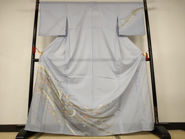 平和屋着物＊夏物　訪問着　絽　熨斗花文　金彩　洗える着物　AABJ9127jd