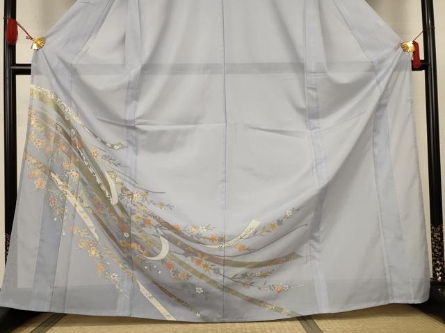 平和屋着物＊夏物　訪問着　絽　熨斗花文　金彩　洗える着物　AABJ9127jd