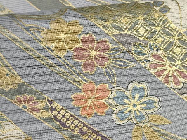 平和屋着物＊夏物　訪問着　絽　熨斗花文　金彩　洗える着物　AABJ9127jd