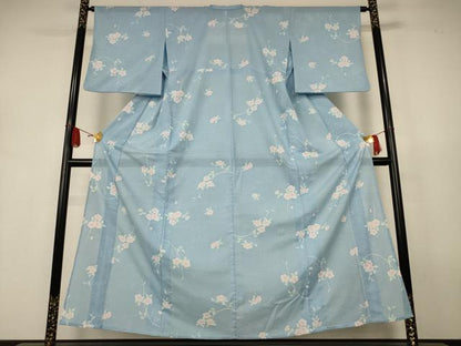 平和屋着物＊夏物　小紋　絽　草花文　洗える着物　AABJ9130jd