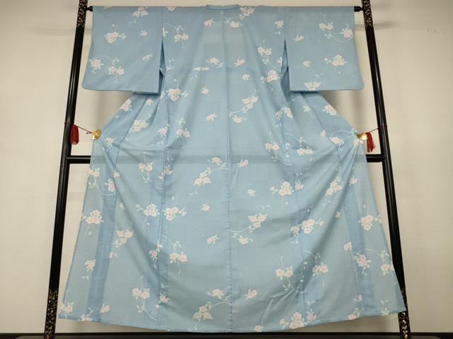 平和屋着物＊夏物　小紋　絽　草花文　洗える着物　AABJ9130jd
