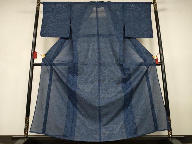 平和屋着物＊夏物　小紋　絽　吉祥花蝶文　洗える着物　AABJ9137jd