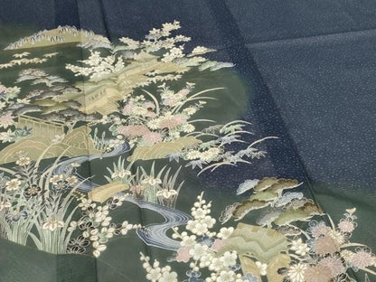 平和屋着物＊夏物 訪問着 絽 風景草花文 金彩 洗える着物 AABJ9138jd