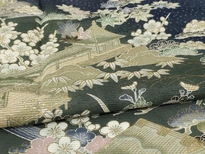 平和屋着物＊夏物 訪問着 絽 風景草花文 金彩 洗える着物 AABJ9138jd