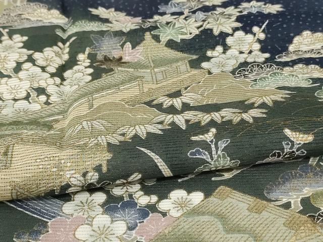 平和屋着物＊夏物 訪問着 絽 風景草花文 金彩 洗える着物 AABJ9138jd