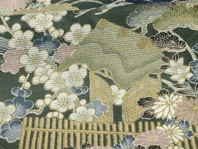平和屋着物＊夏物 訪問着 絽 風景草花文 金彩 洗える着物 AABJ9138jd