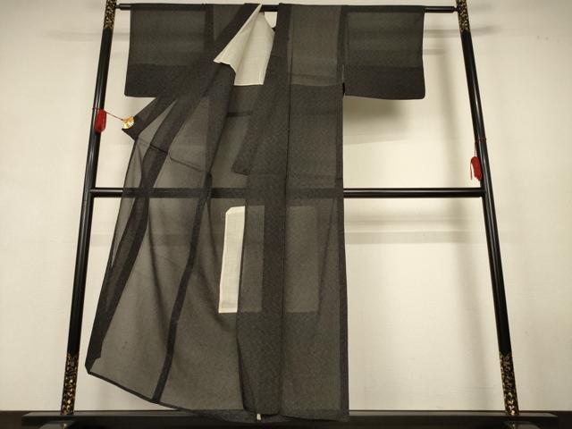 平和屋着物＊夏物　紗紬　格子　正絹　逸品　AABJ9144jd