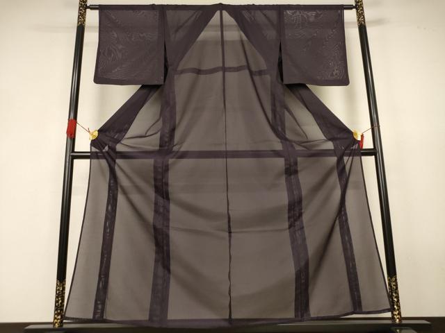 平和屋着物＊夏物　色無地　絽　黒紅色　洗える着物　AABJ9148jd