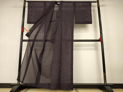 平和屋着物＊夏物　色無地　絽　黒紅色　洗える着物　AABJ9148jd