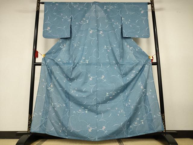 平和屋着物＊夏物　小紋　絽　草花文　洗える着物　AABJ9150jd