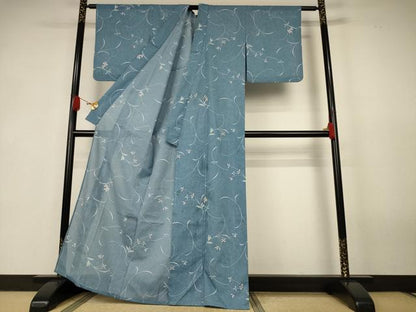 平和屋着物＊夏物　小紋　絽　草花文　洗える着物　AABJ9150jd