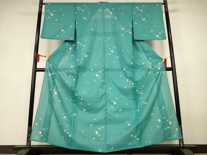 平和屋着物＊夏物　小紋　絽　舞花文　洗える着物　AABJ9151jd