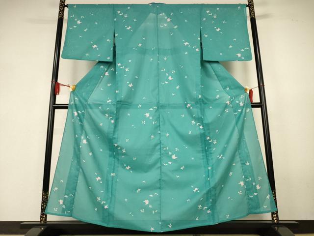 平和屋着物＊夏物　小紋　絽　舞花文　洗える着物　AABJ9151jd