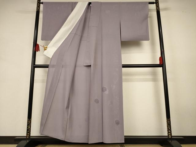 平和屋着物＊夏物　無地絵羽訪問着　絽　中国三大刺繍　汕頭刺繍　スワトウ刺繍　総刺繍　亀甲花文　江戸鼠色　正絹　逸品　AABJ9152jd