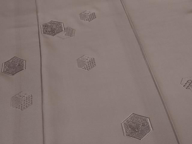平和屋着物＊夏物　無地絵羽訪問着　絽　中国三大刺繍　汕頭刺繍　スワトウ刺繍　総刺繍　亀甲花文　江戸鼠色　正絹　逸品　AABJ9152jd