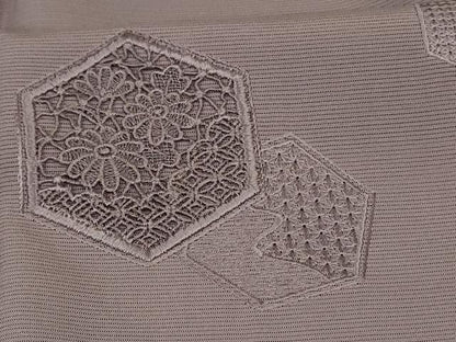 平和屋着物＊夏物　無地絵羽訪問着　絽　中国三大刺繍　汕頭刺繍　スワトウ刺繍　総刺繍　亀甲花文　江戸鼠色　正絹　逸品　AABJ9152jd