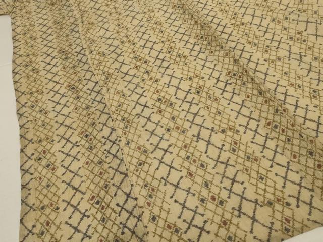 平和屋着物＊夏物　小千谷ちぢみ　間道　麻　逸品　AABJ9153jd