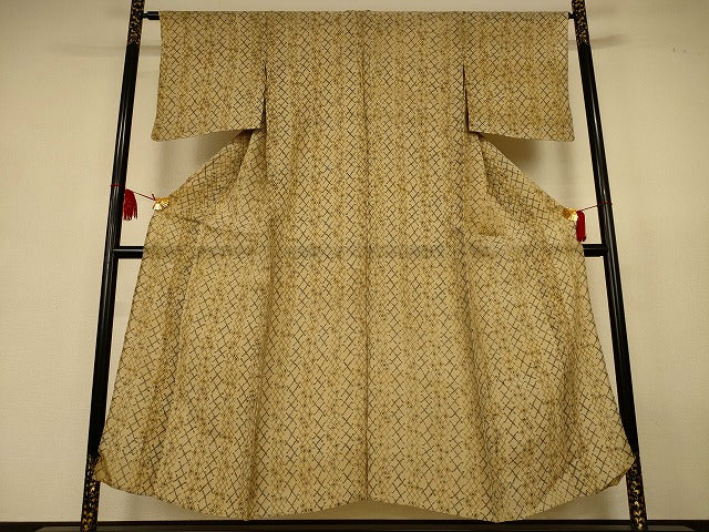 平和屋着物＊夏物　小千谷ちぢみ　間道　麻　逸品　AABJ9153jd