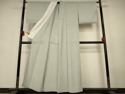 平和屋着物＊夏物　色無地　絽　柳鼠色　正絹　逸品　AABJ9154jd