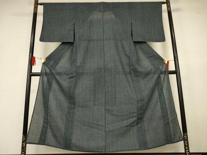 平和屋着物＊夏物　小紋　紗　格子　洗える着物　AABJ9156jd