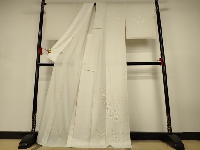 平和屋着物＊夏物　訪問着　総刺繍　幾何学紋紗　七宝花文　ますいわ屋扱い　ロング丈　正絹　逸品　AABJ9157jd