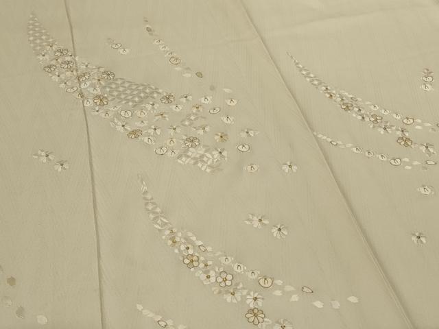 平和屋着物＊夏物　訪問着　総刺繍　幾何学紋紗　七宝花文　ますいわ屋扱い　ロング丈　正絹　逸品　AABJ9157jd
