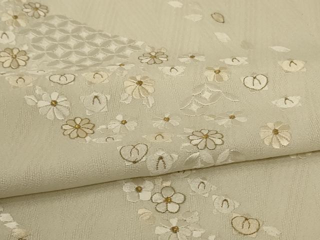 平和屋着物＊夏物　訪問着　総刺繍　幾何学紋紗　七宝花文　ますいわ屋扱い　ロング丈　正絹　逸品　AABJ9157jd