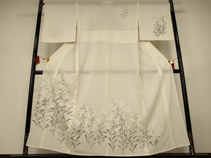 平和屋着物＊夏物　訪問着　絽　草花文　金彩　正絹　逸品　AABJ9158jd