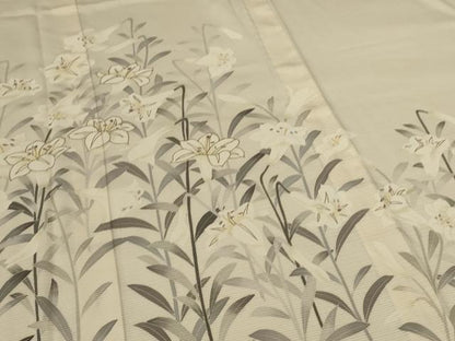 平和屋着物＊夏物　訪問着　絽　草花文　金彩　正絹　逸品　AABJ9158jd