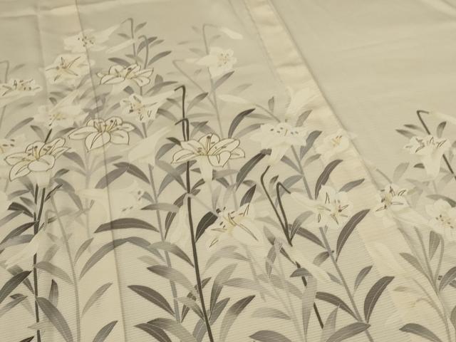平和屋着物＊夏物　訪問着　絽　草花文　金彩　正絹　逸品　AABJ9158jd