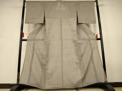 平和屋着物＊夏物　小千谷ちぢみ　縞　麻　逸品　AABJ9159jd