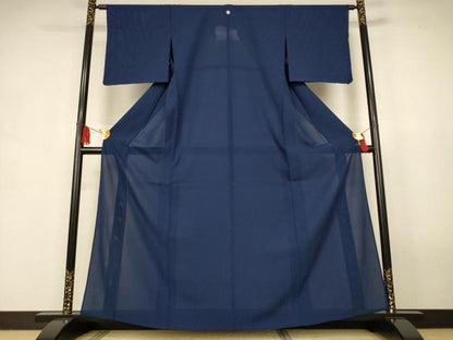 平和屋着物＊夏物　色無地　絽　紺青色　正絹　逸品　未使用　AABJ9160jd