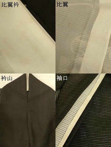平和屋着物＊夏物　黒留袖　絽　刺繍　流水文　洗える着物　AABJ9162jd