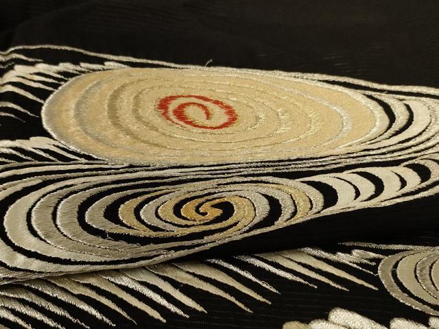 平和屋着物＊夏物　黒留袖　絽　刺繍　流水文　洗える着物　AABJ9162jd