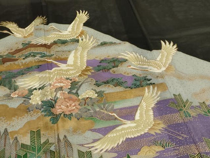平和屋着物＊夏物　黒留袖　絽　風景花鳥文　金彩　洗える着物　AABJ9163jd