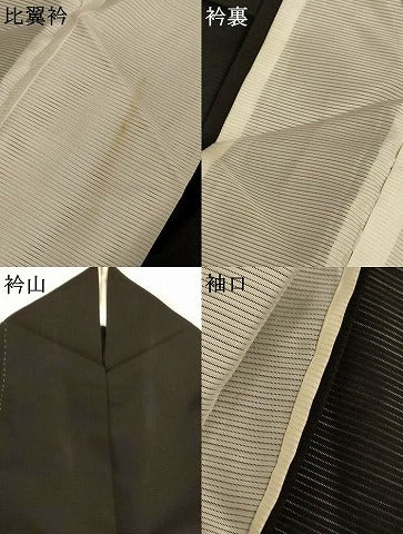 平和屋着物＊夏物　黒留袖　絽　花鳥文　銀彩　洗える着物　AABJ9165jd