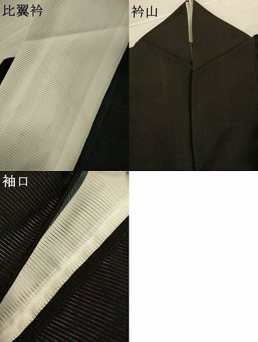平和屋着物＊夏物　黒留袖　絽　御所車花鳥文　金彩　洗える着物　AABJ9166jd